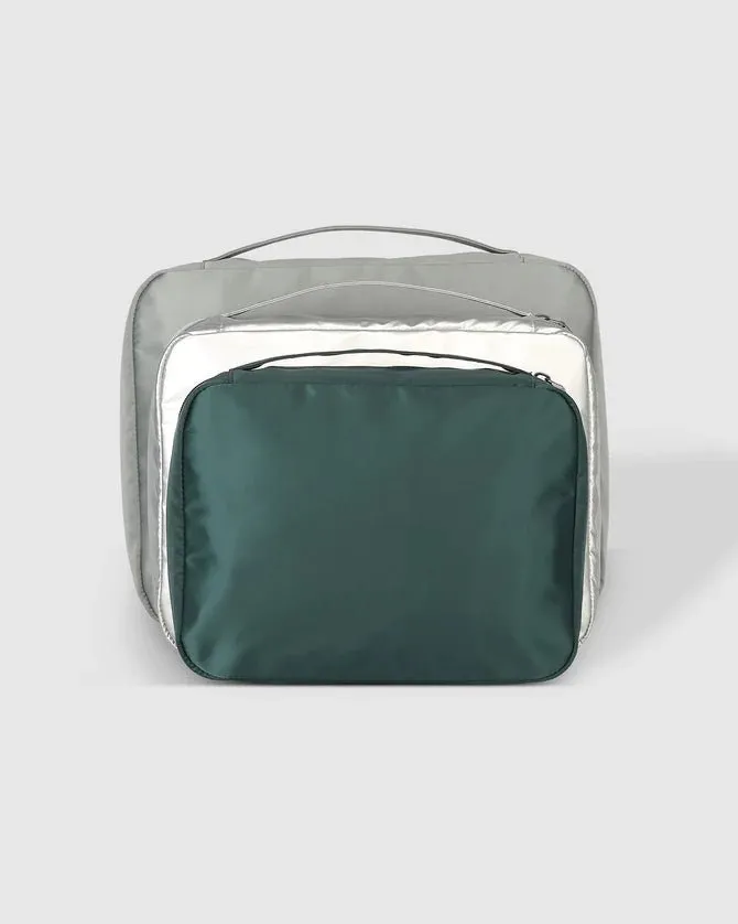 MADRAS 3 PIECE PACKING CUBE SET GREEN