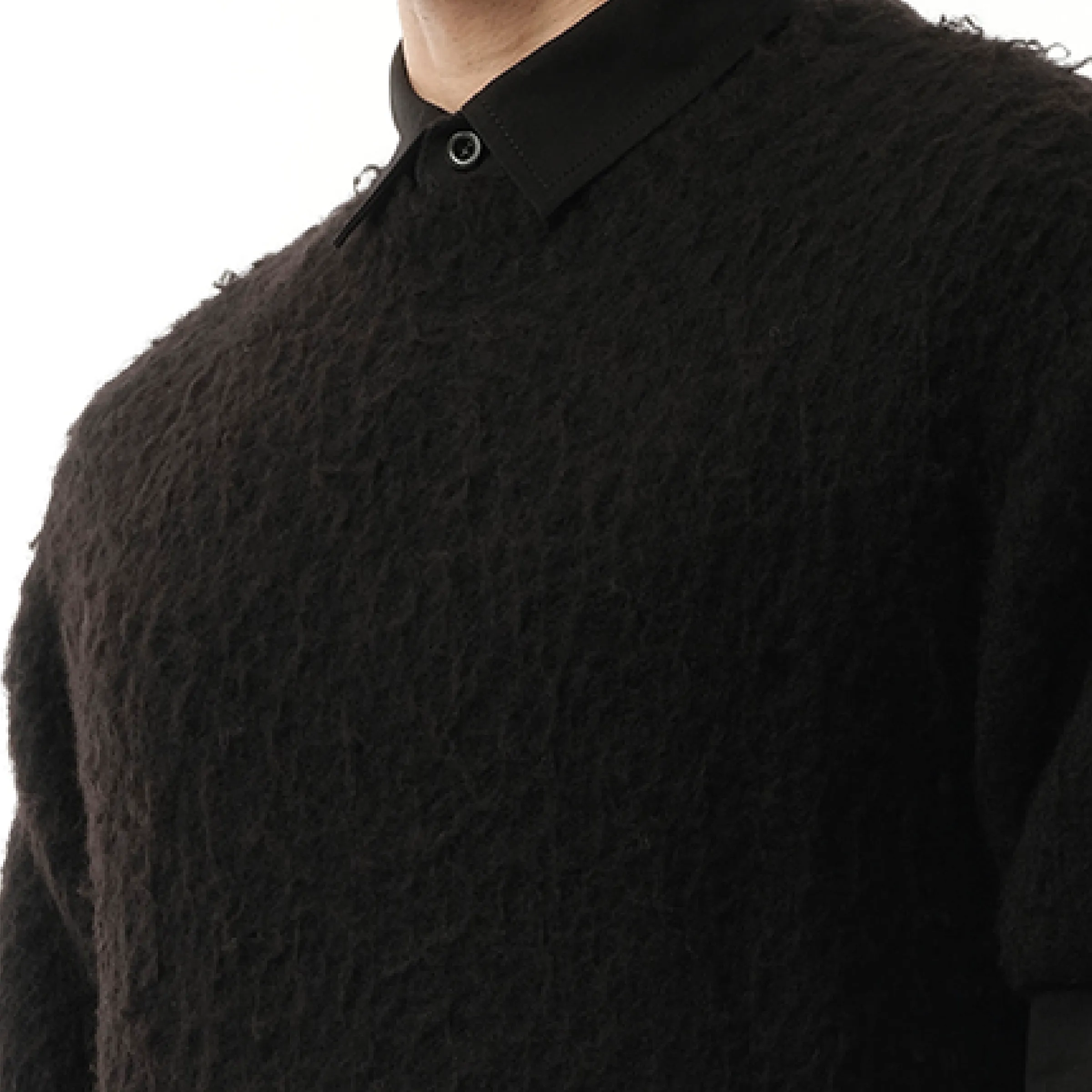 Black Ripstop and Knit Pullover